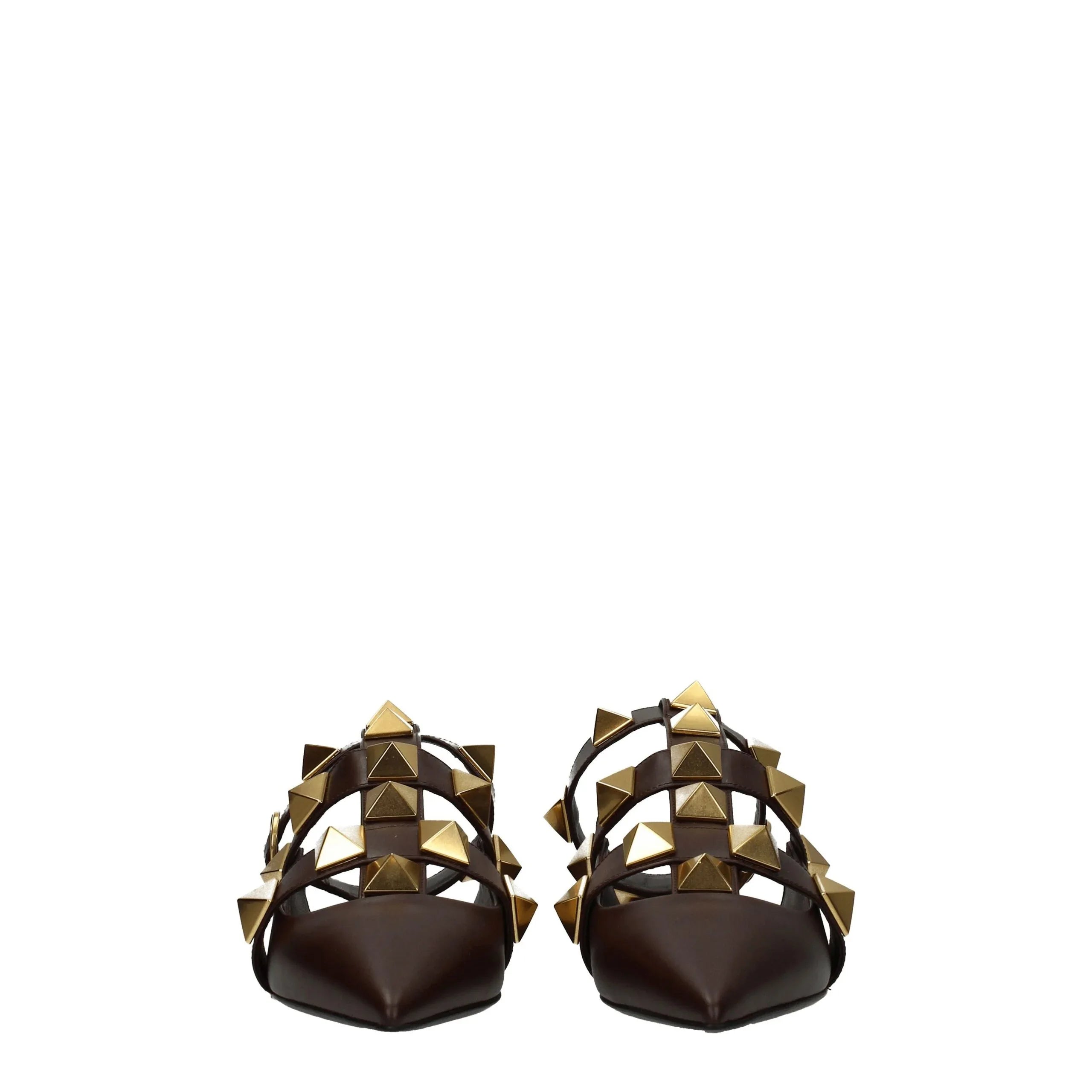 Valentino Garavani Brown Leather Flat Sandals - Zeiniez