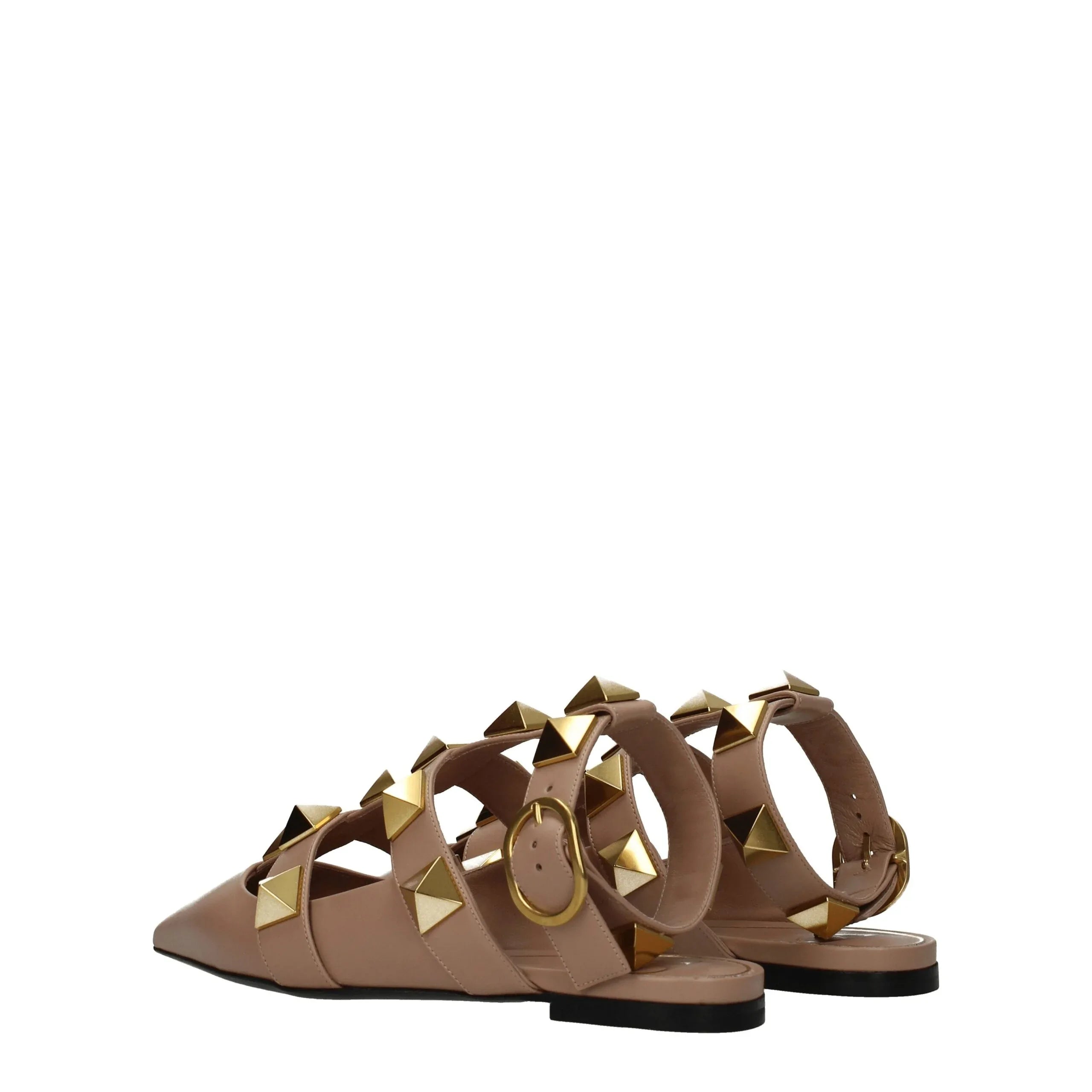 Valentino Garavani Pink Leather Flat Sandals - Zeiniez