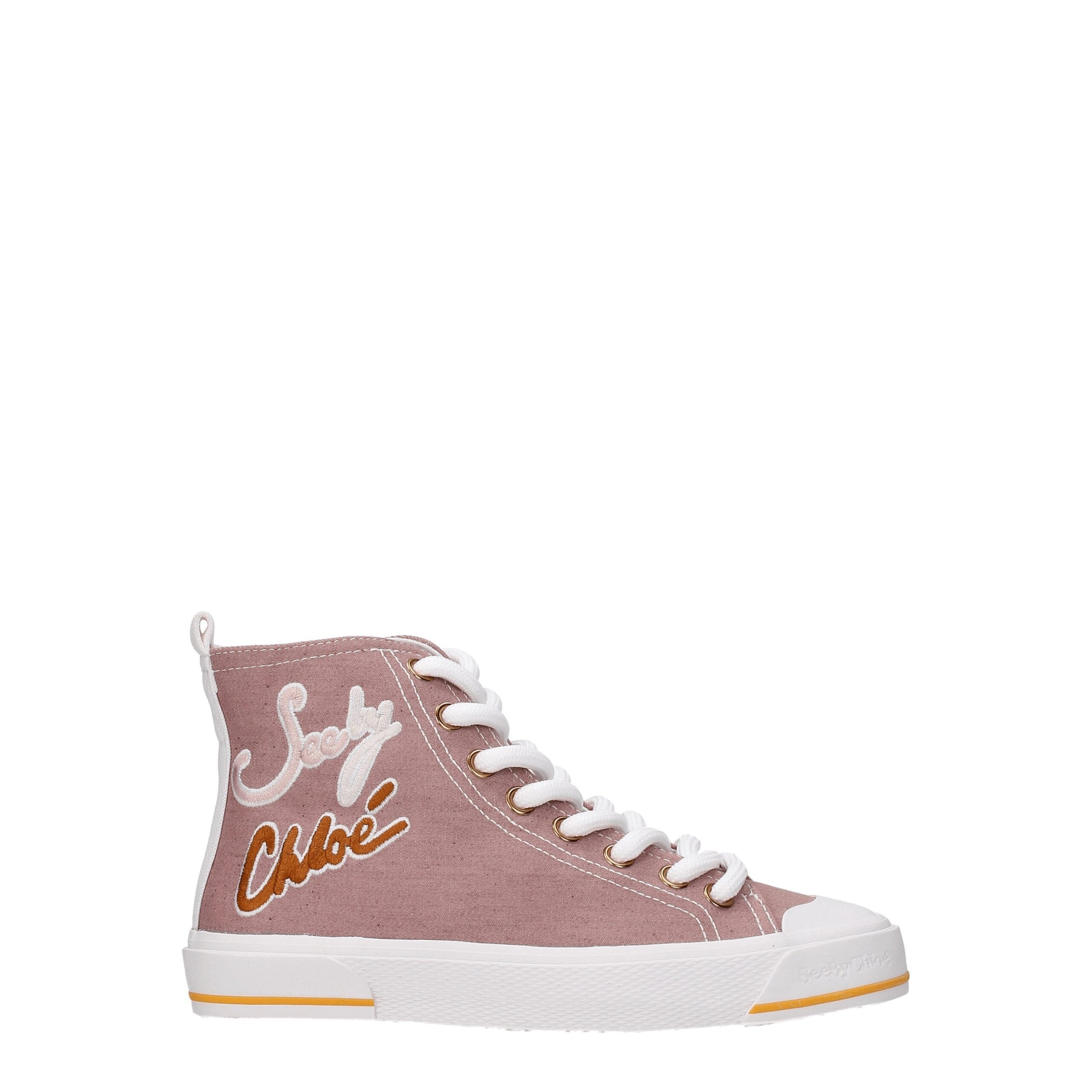 See By Chloé Pink Fabric High Top Sneakers - Zeiniez