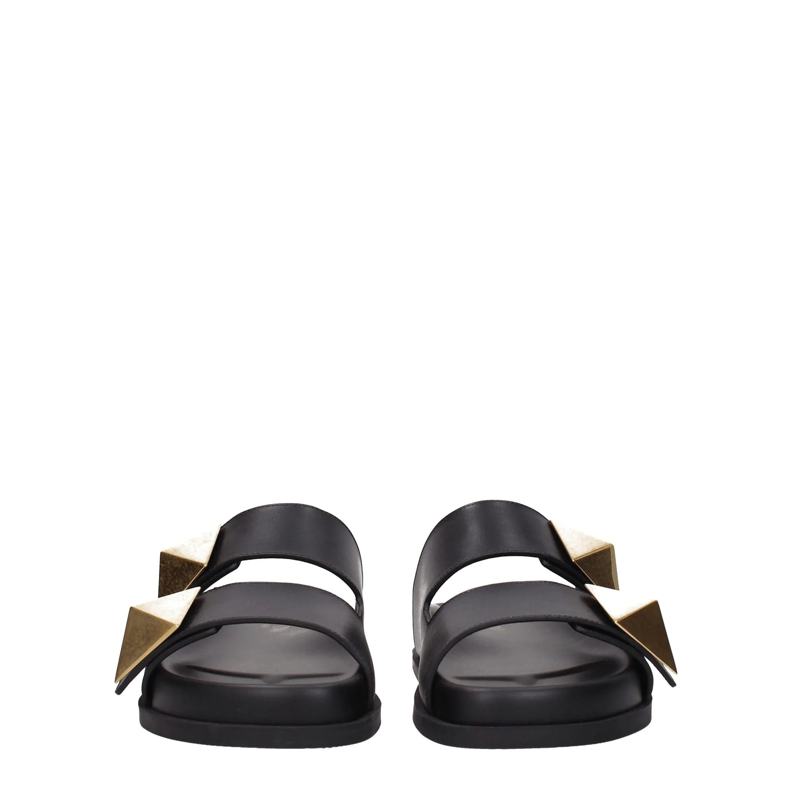 Valentino Garavani Black Leather Slippers - Zeiniez