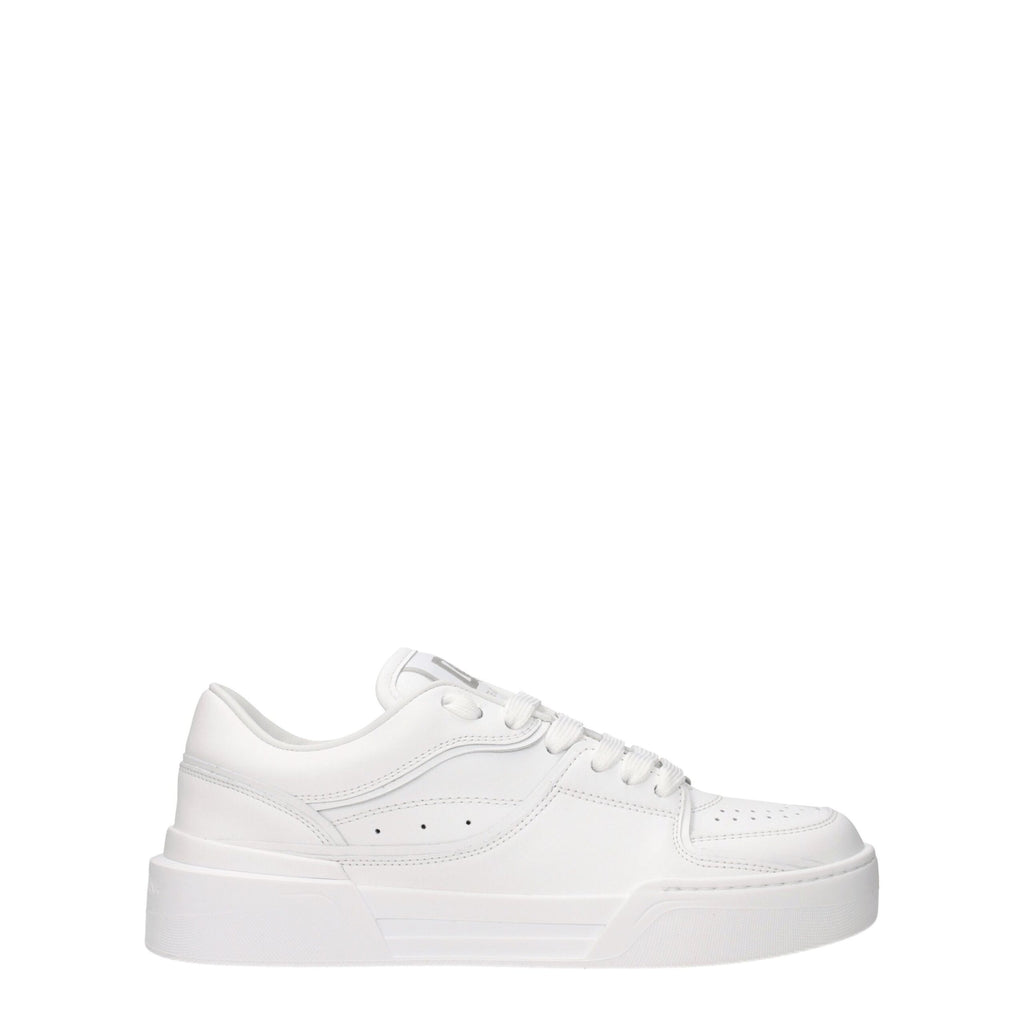 Dolce & Gabbana White Leather Low Top Sneakers - Zeiniez