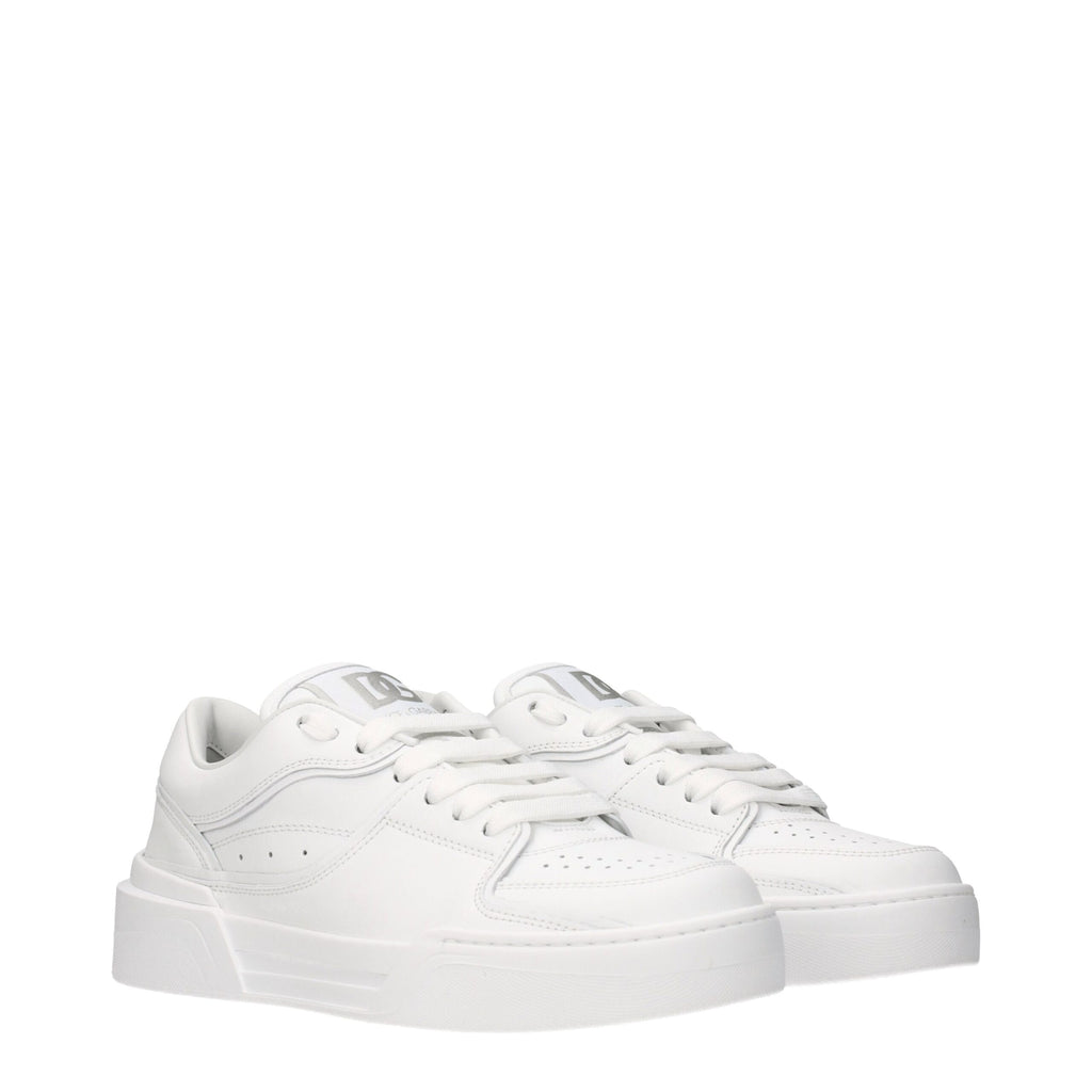 Dolce & Gabbana White Leather Low Top Sneakers - Zeiniez