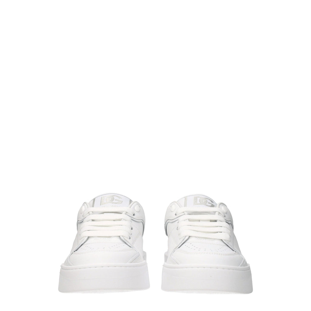 Dolce & Gabbana White Leather Low Top Sneakers - Zeiniez
