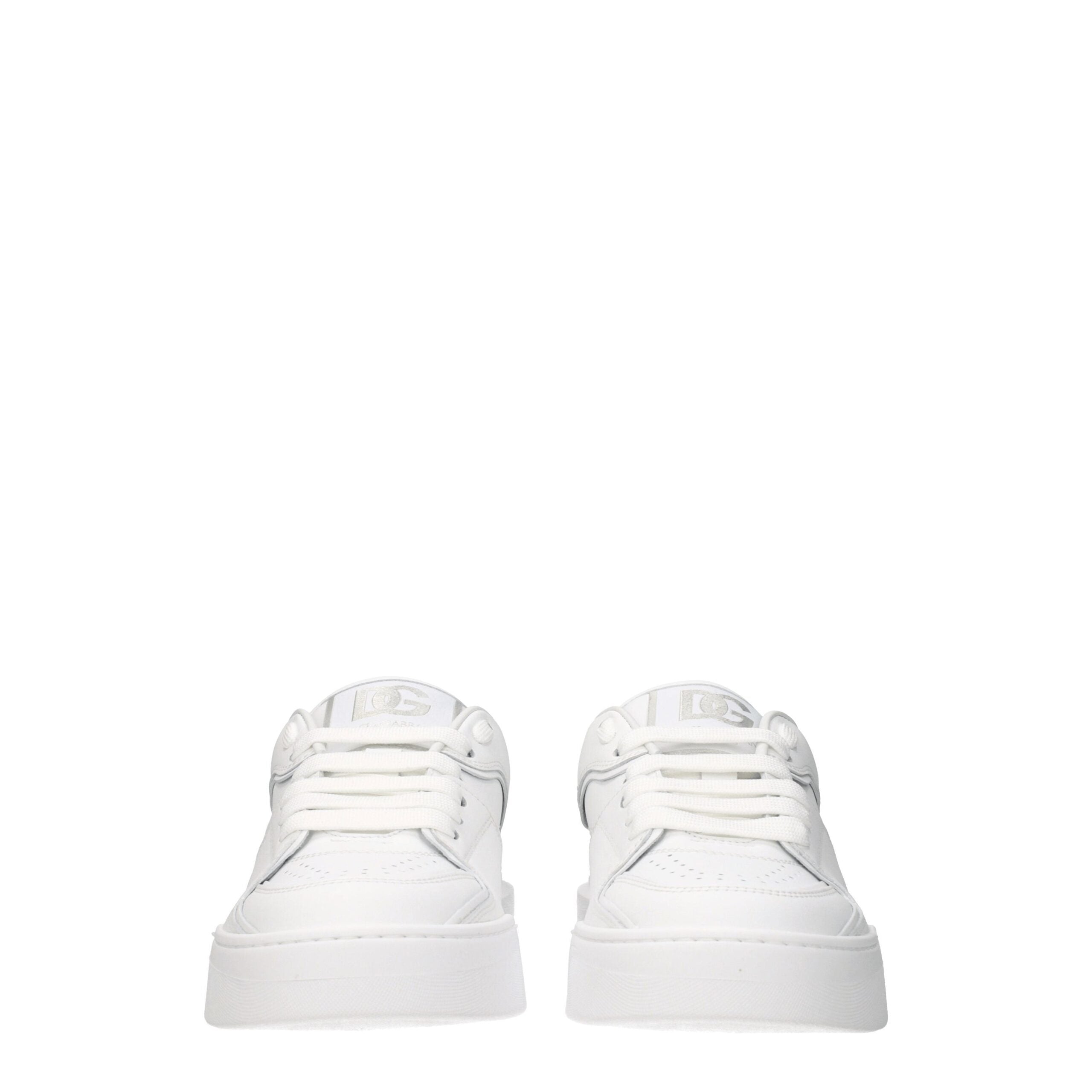 Dolce & Gabbana White Leather Low Top Sneakers - Zeiniez
