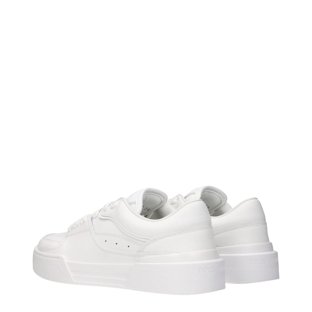 Dolce & Gabbana White Leather Low Top Sneakers - Zeiniez