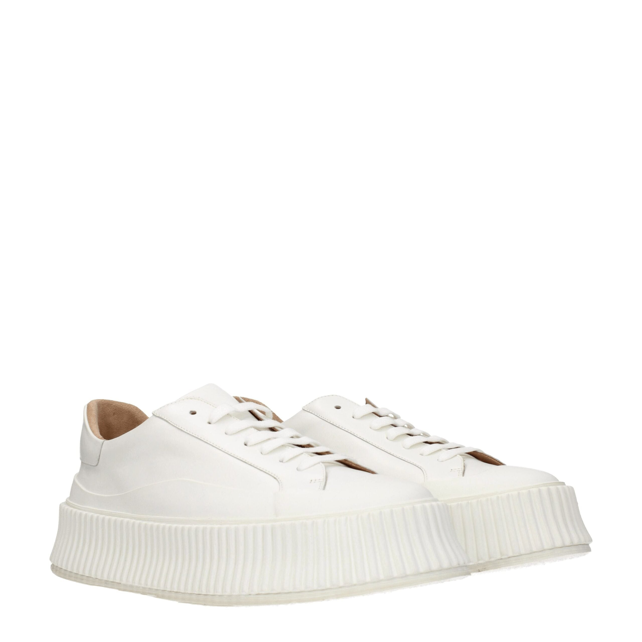 Jil Sander White Leather Platform Sneakers - Zeiniez