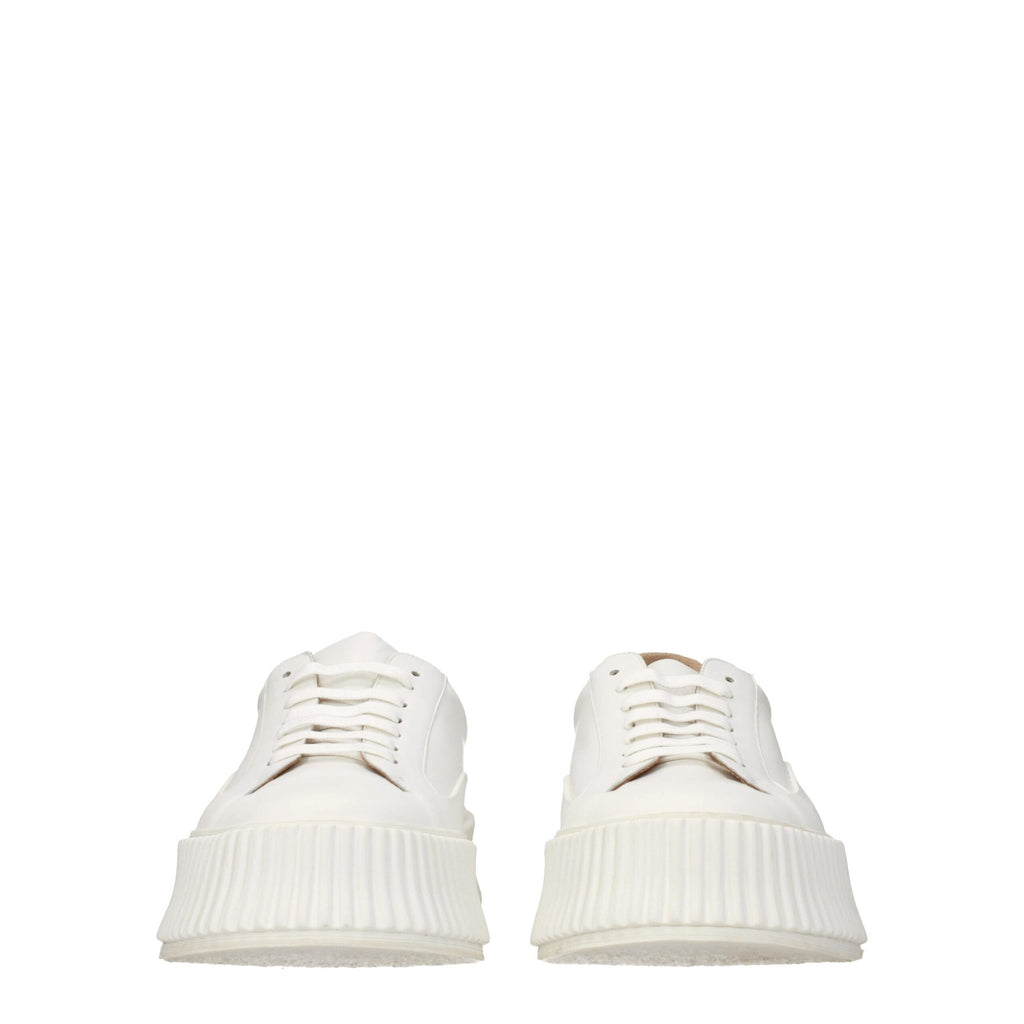 Jil Sander White Leather Platform Sneakers - Zeiniez