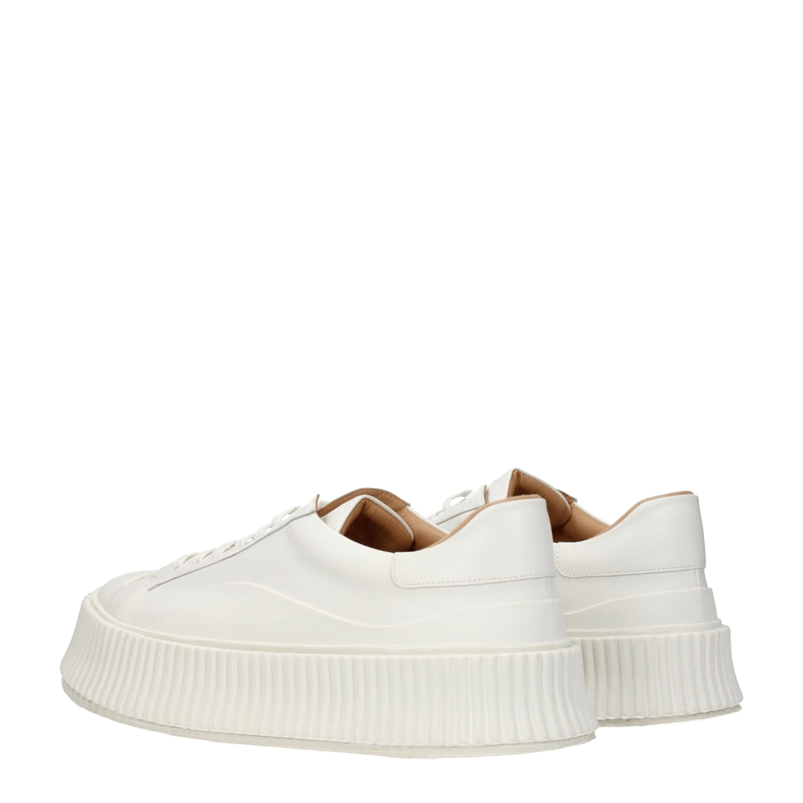 Jil Sander White Leather Platform Sneakers - Zeiniez