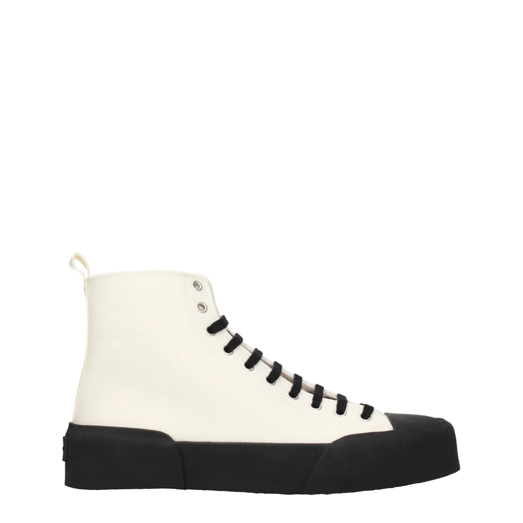 Jil Sander Beige Fabric High Top Sneakers - Zeiniez