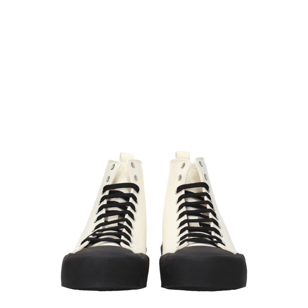 Jil Sander Beige Fabric High Top Sneakers - Zeiniez