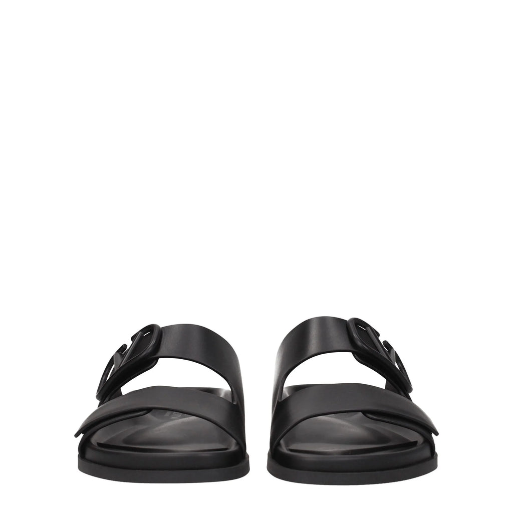 Valentino Garavani Black Leather Slippers - Zeiniez
