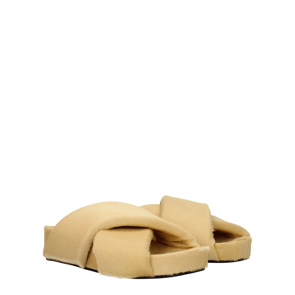 Jil Sander Beige Horsehair Slippers - Zeiniez