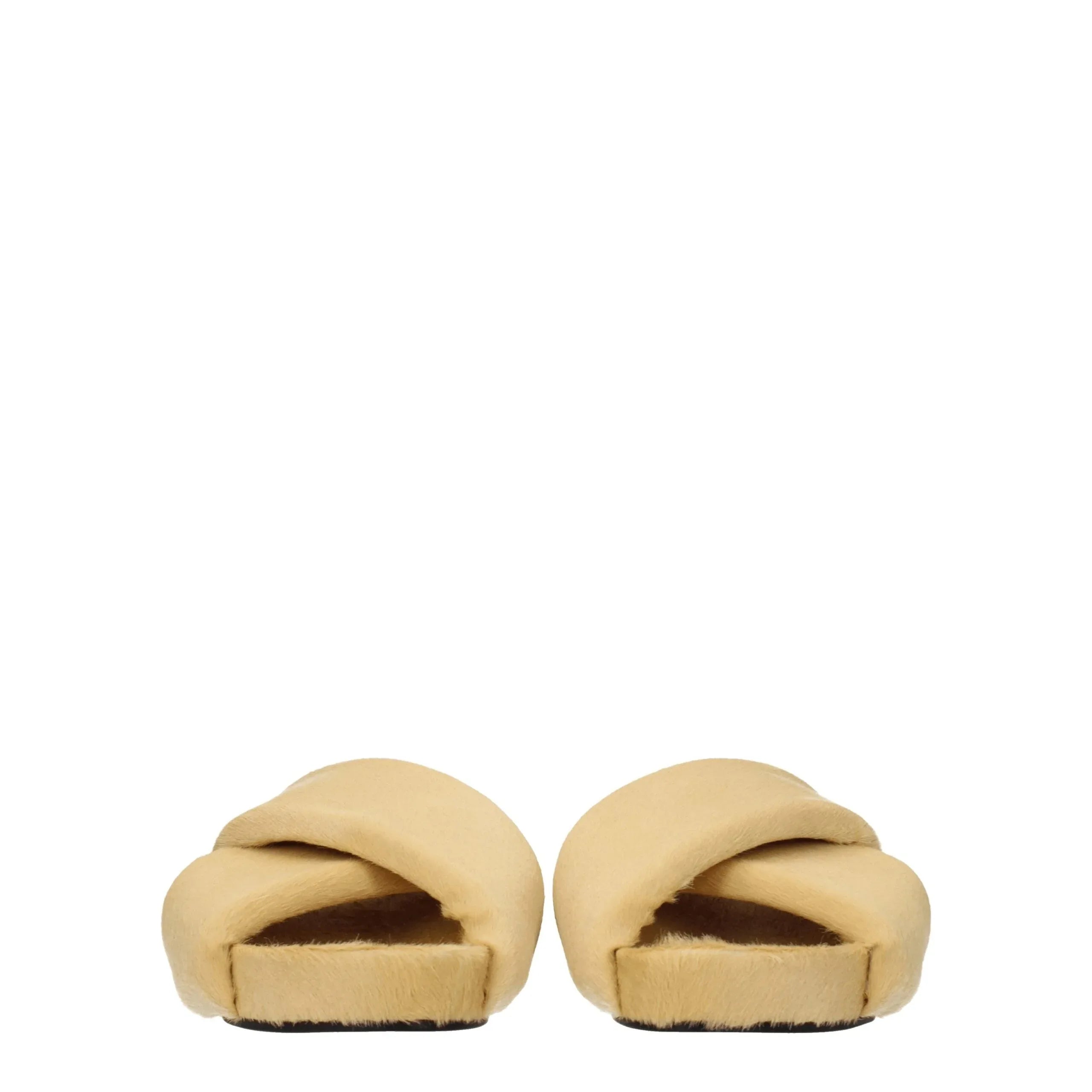 Jil Sander Beige Horsehair Slippers - Zeiniez
