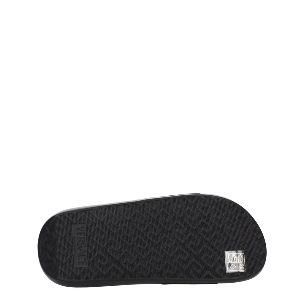 Versace Black Leather Slippers