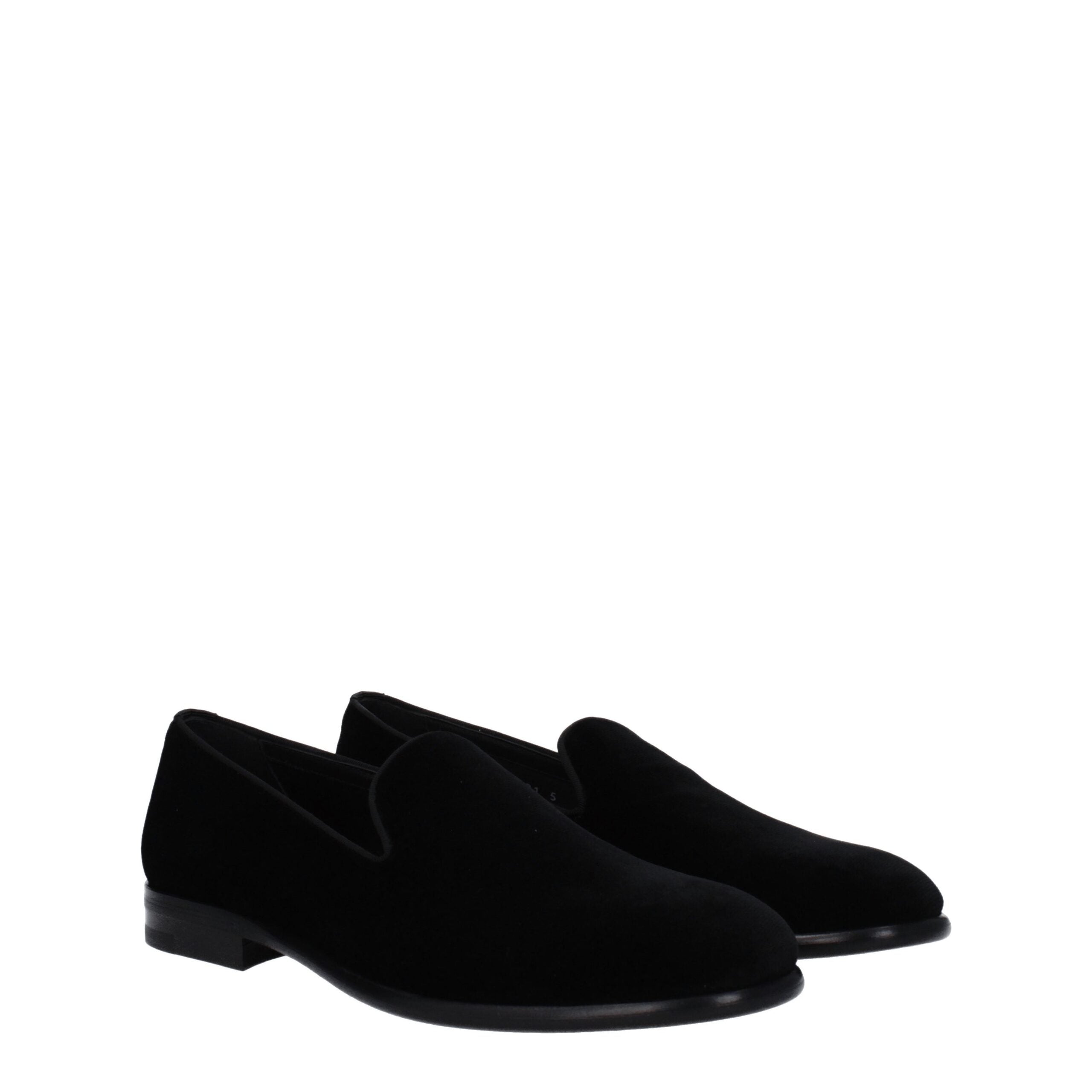 Dolce & Gabbana Black Velvet Slip-On Loafers