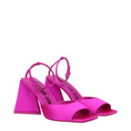 The Attico Pink Satin Stiletto Heel Sandals - Zeiniez