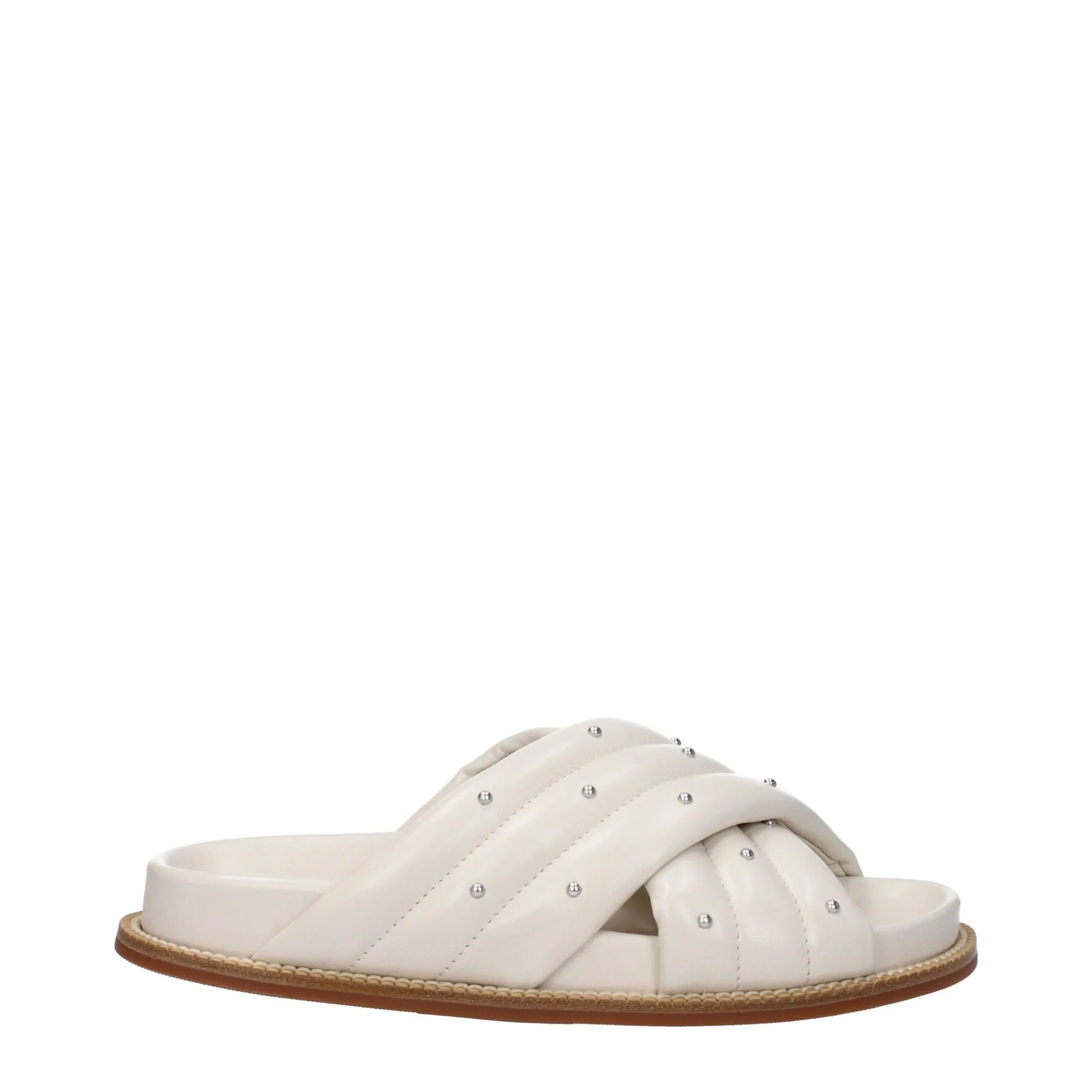Fabiana Filippi Beige Leather Slippers - Zeiniez