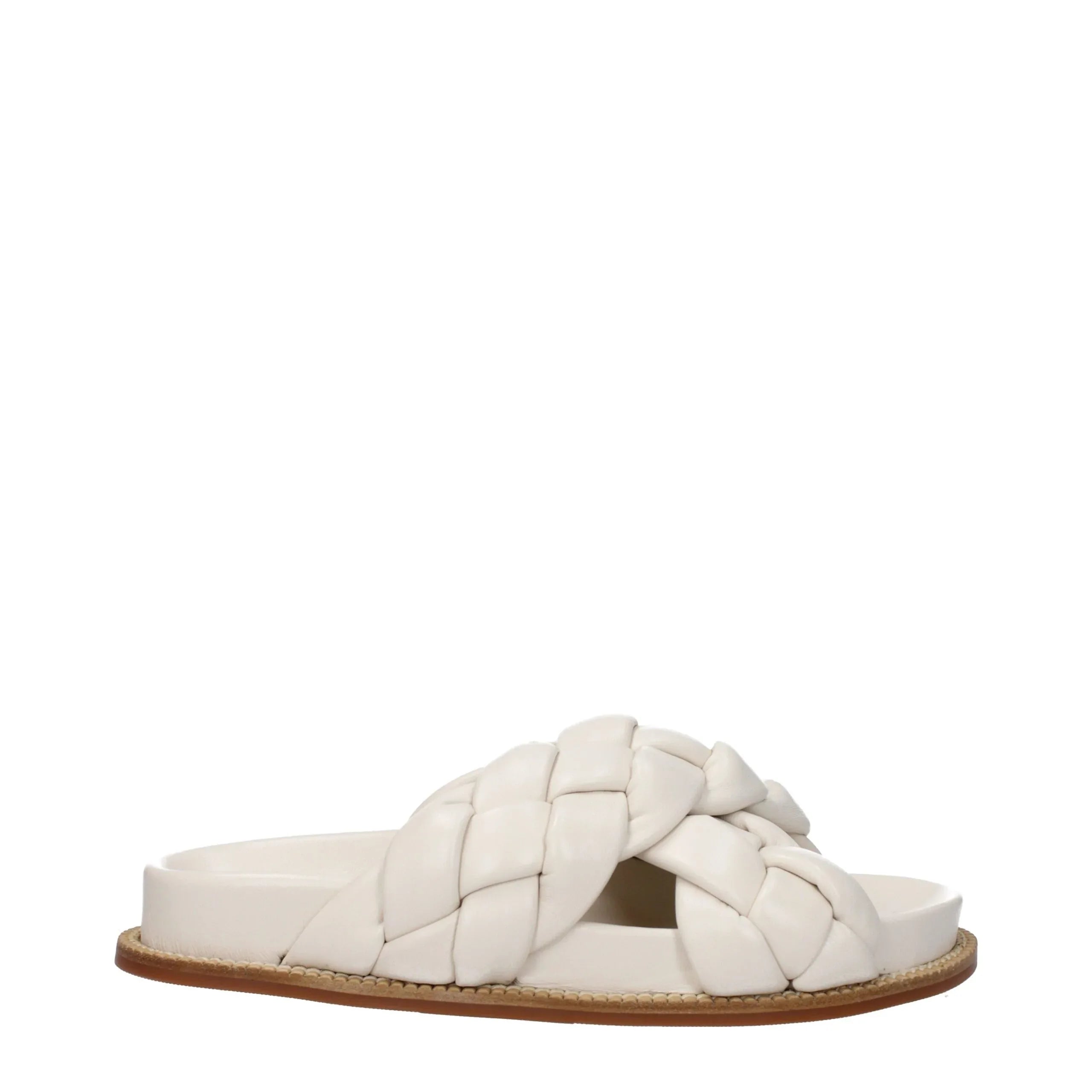 Fabiana Filippi Beige Leather Slippers - Zeiniez