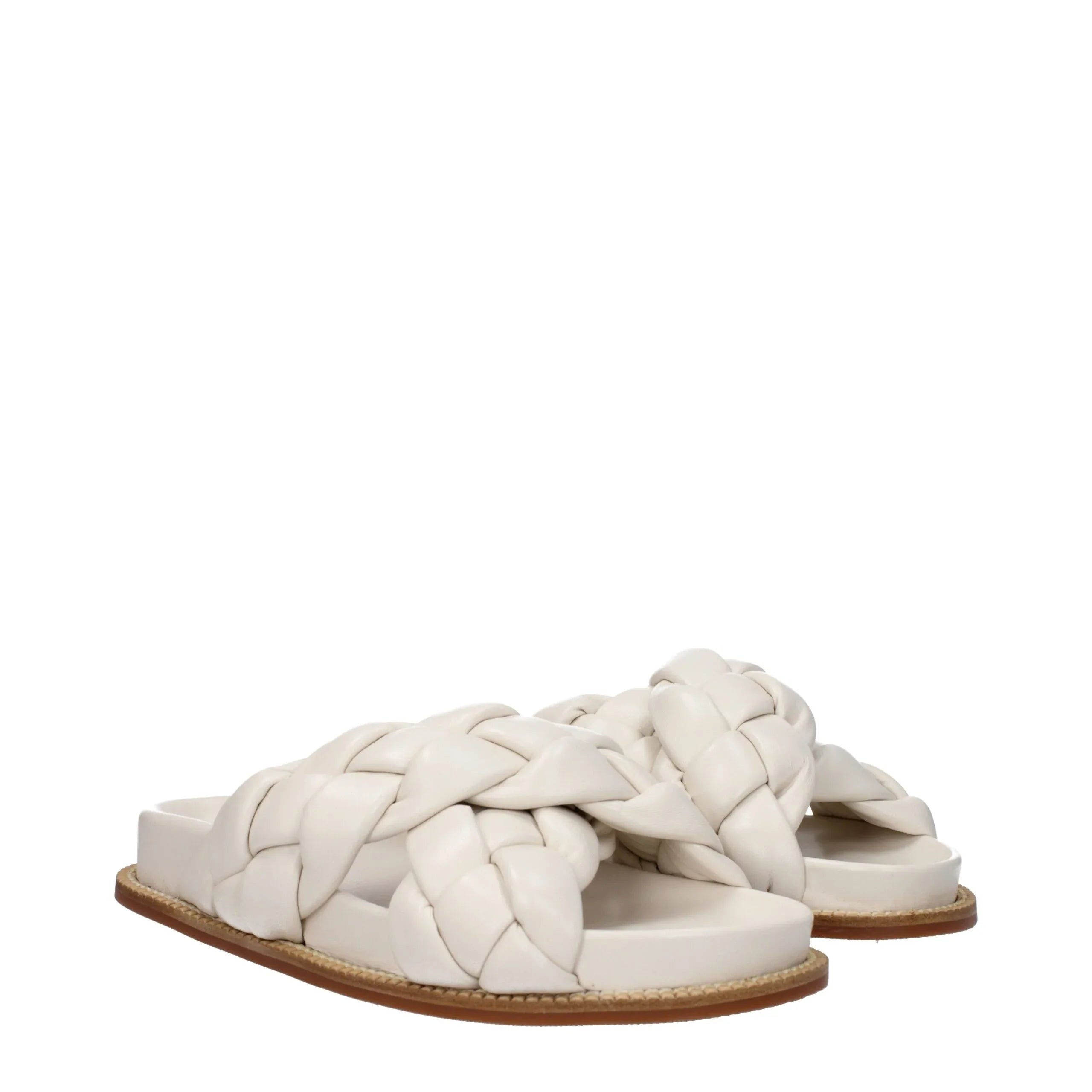 Fabiana Filippi Beige Leather Slippers - Zeiniez