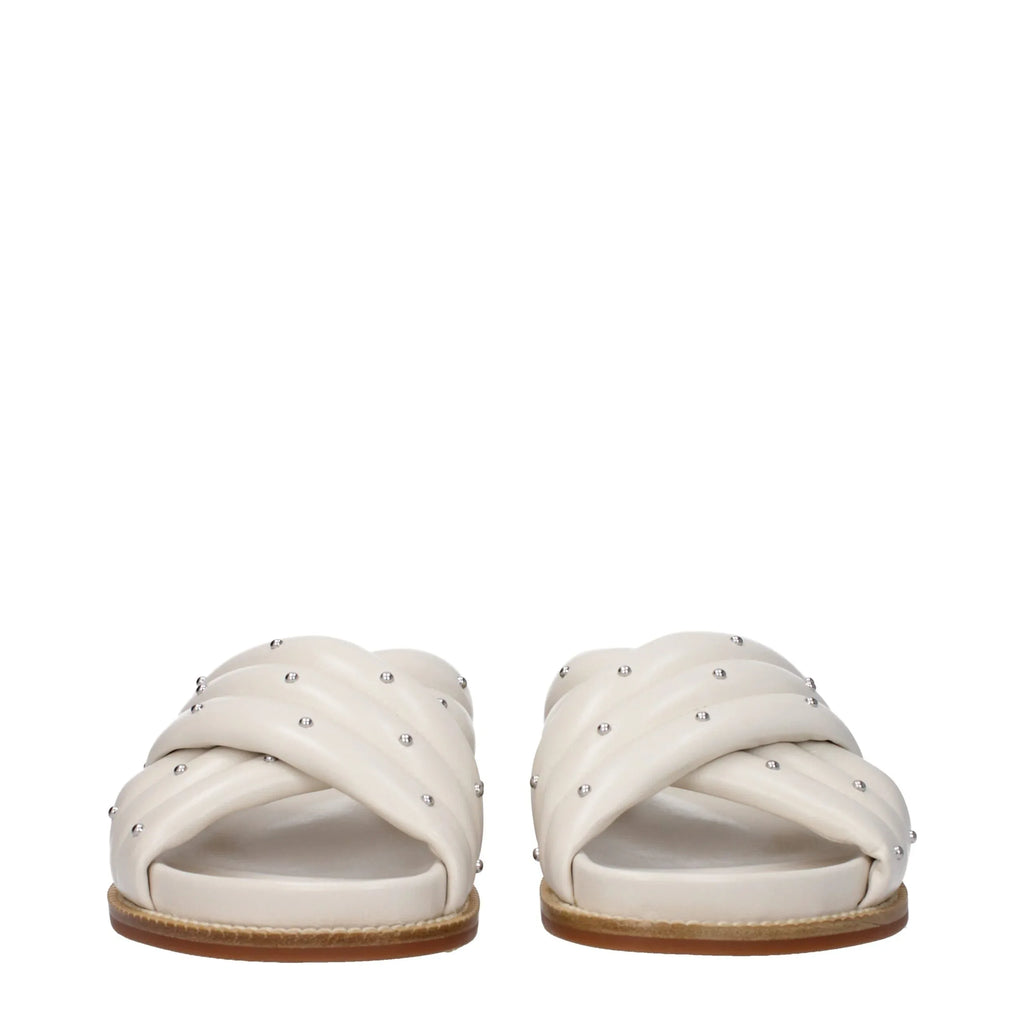 Fabiana Filippi Beige Leather Slippers - Zeiniez