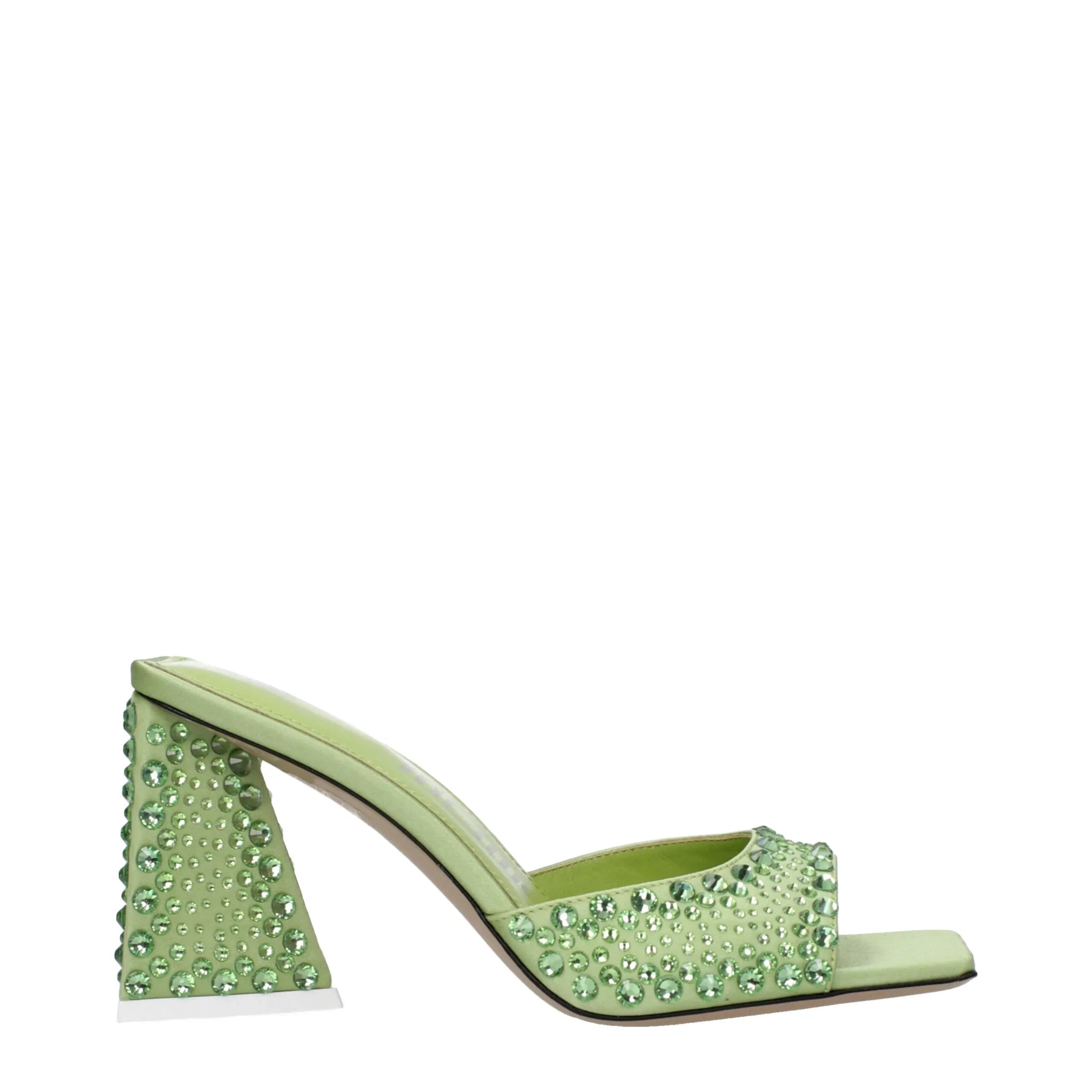 The Attico Green Satin Stiletto Heel Sandals - Zeiniez
