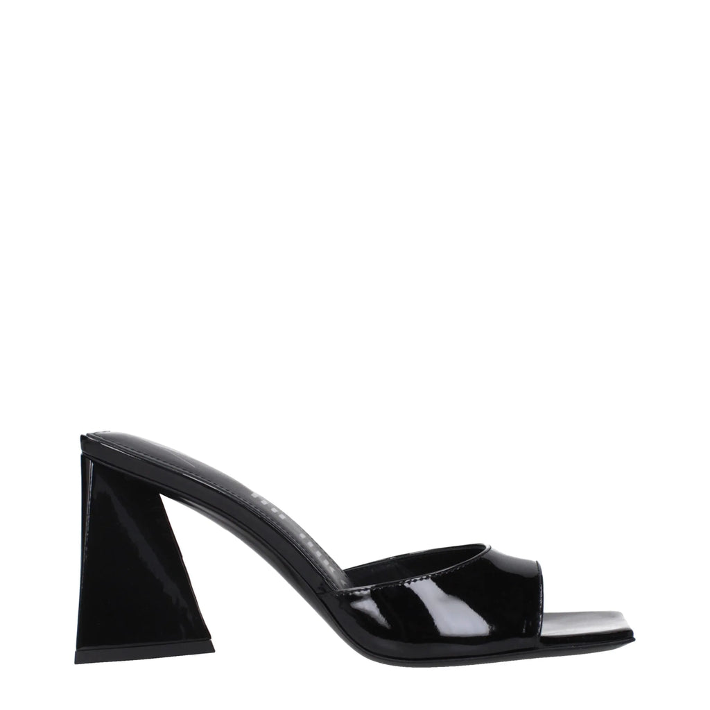 The Attico Black Leather Stiletto Heel Sandals - Zeiniez
