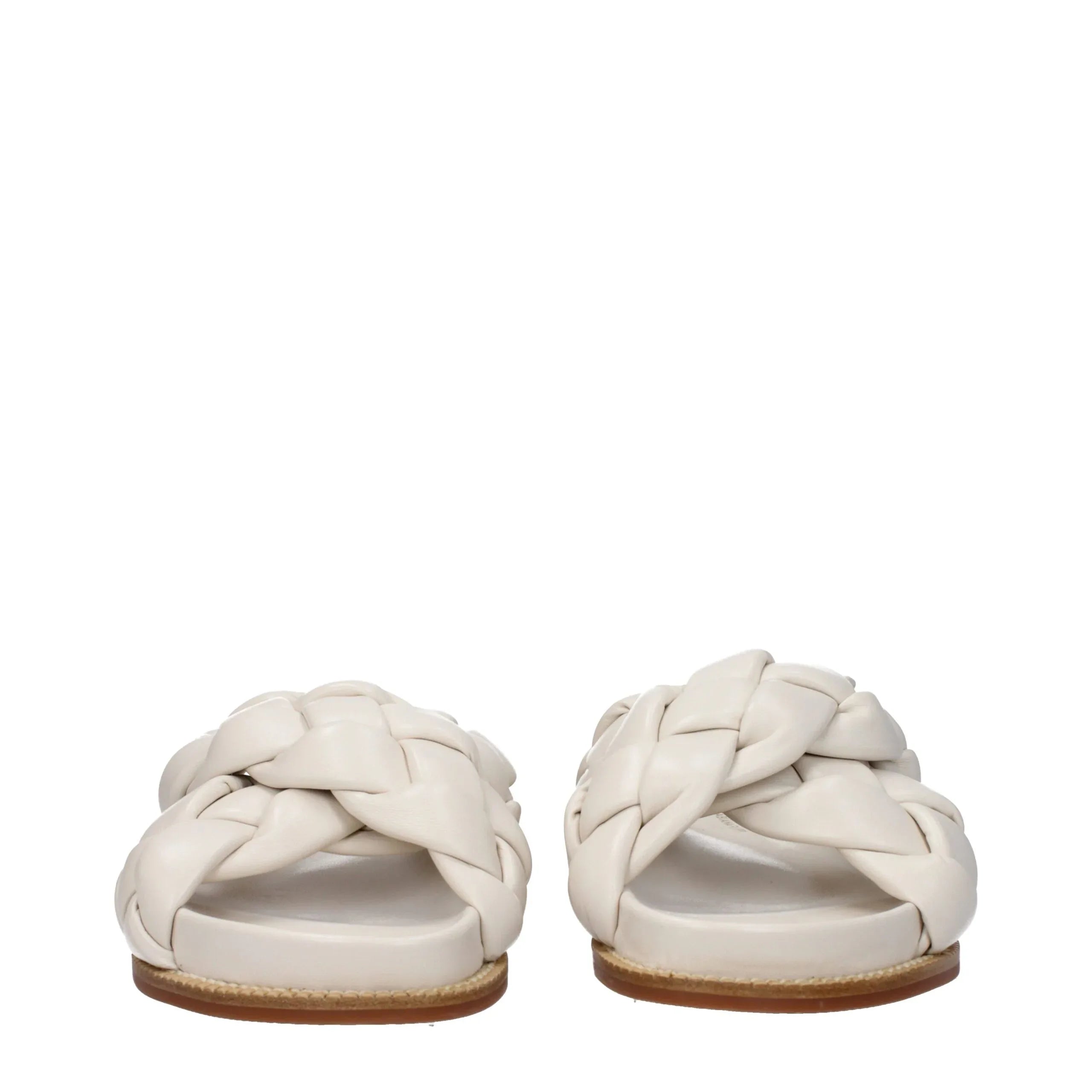 Fabiana Filippi Beige Leather Slippers - Zeiniez