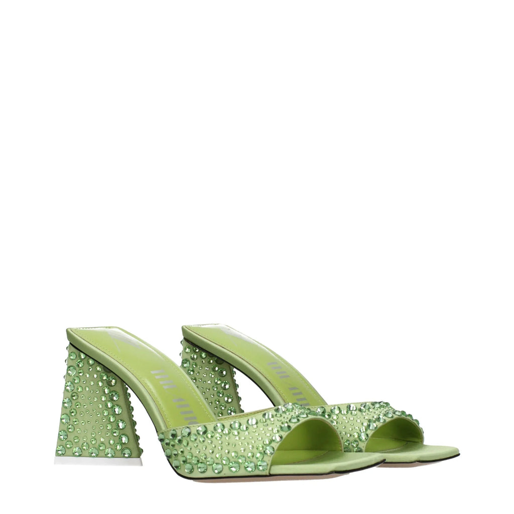 The Attico Green Satin Stiletto Heel Sandals - Zeiniez
