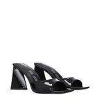 The Attico Black Leather Stiletto Heel Sandals - Zeiniez