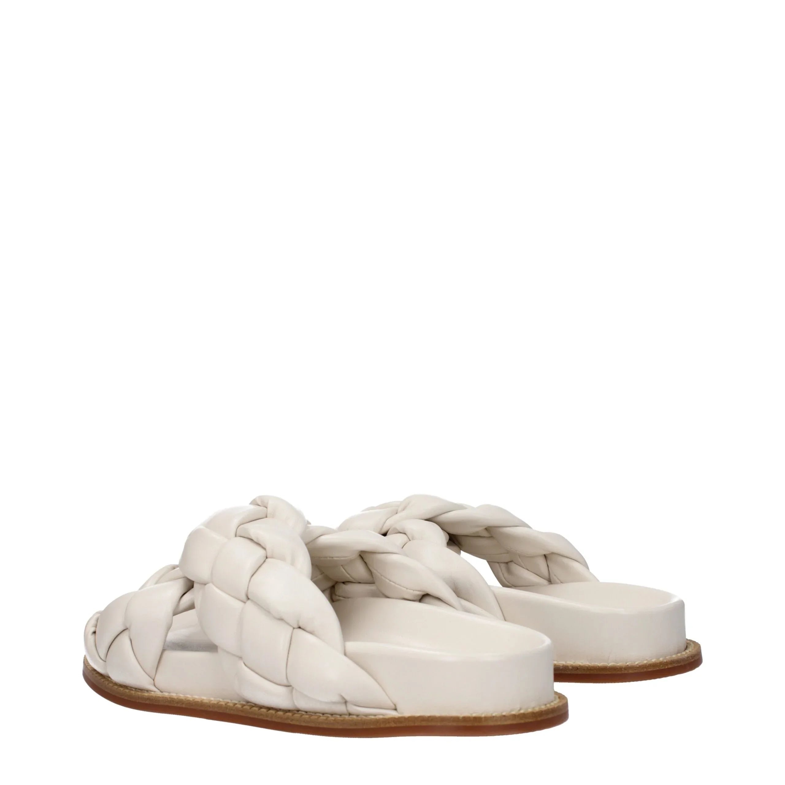 Fabiana Filippi Beige Leather Slippers - Zeiniez