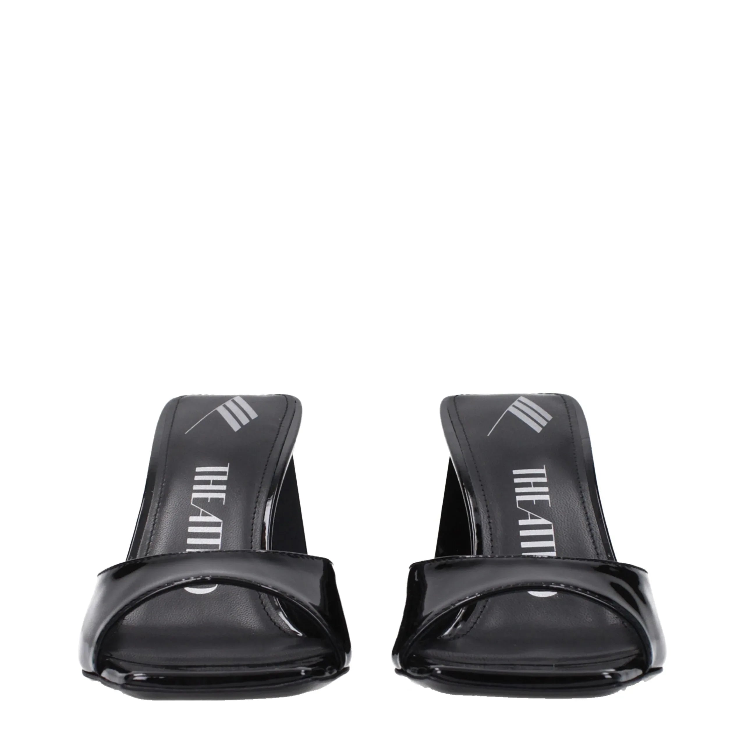 The Attico Black Leather Stiletto Heel Sandals - Zeiniez