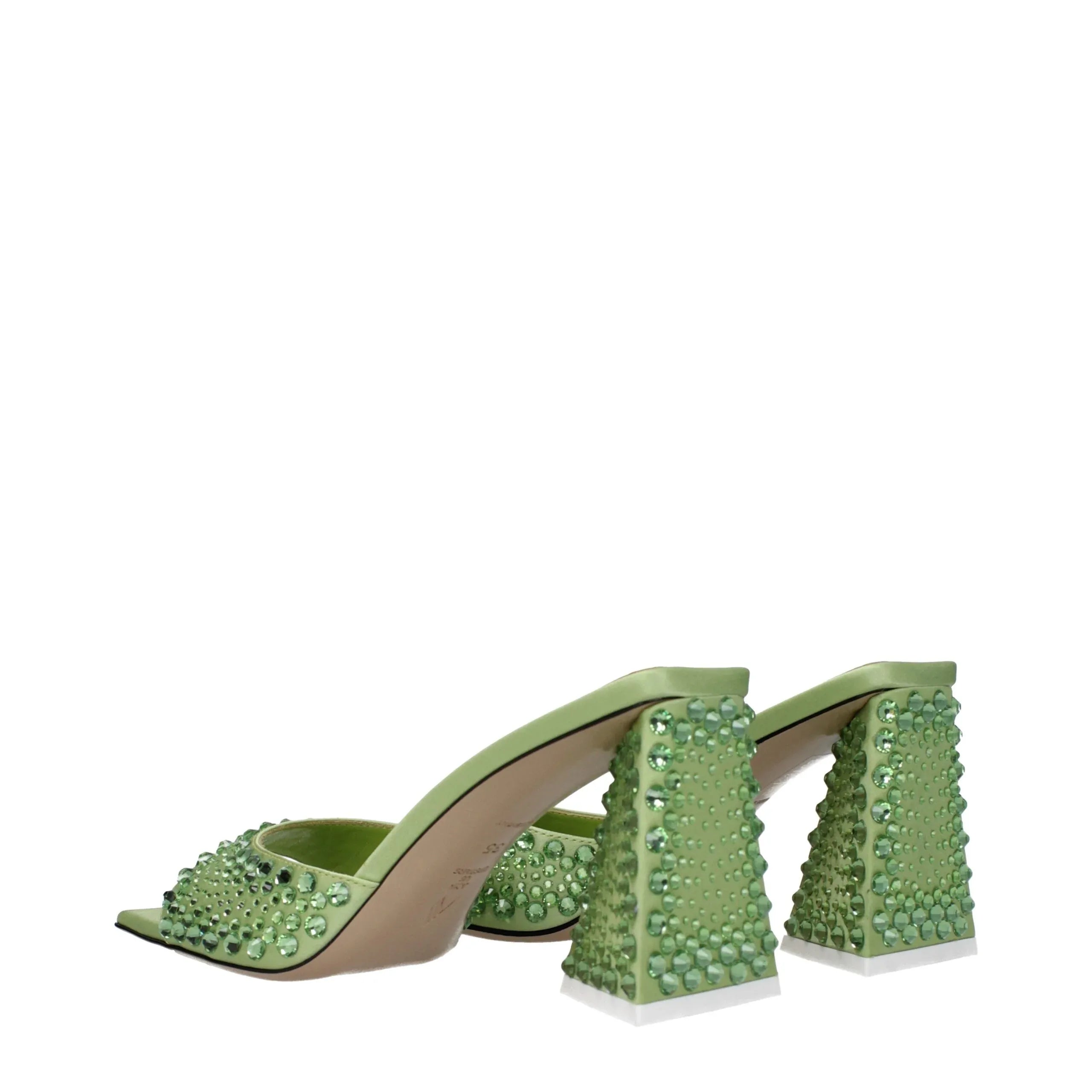 The Attico Green Satin Stiletto Heel Sandals - Zeiniez