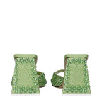 The Attico Green Satin Stiletto Heel Sandals - Zeiniez