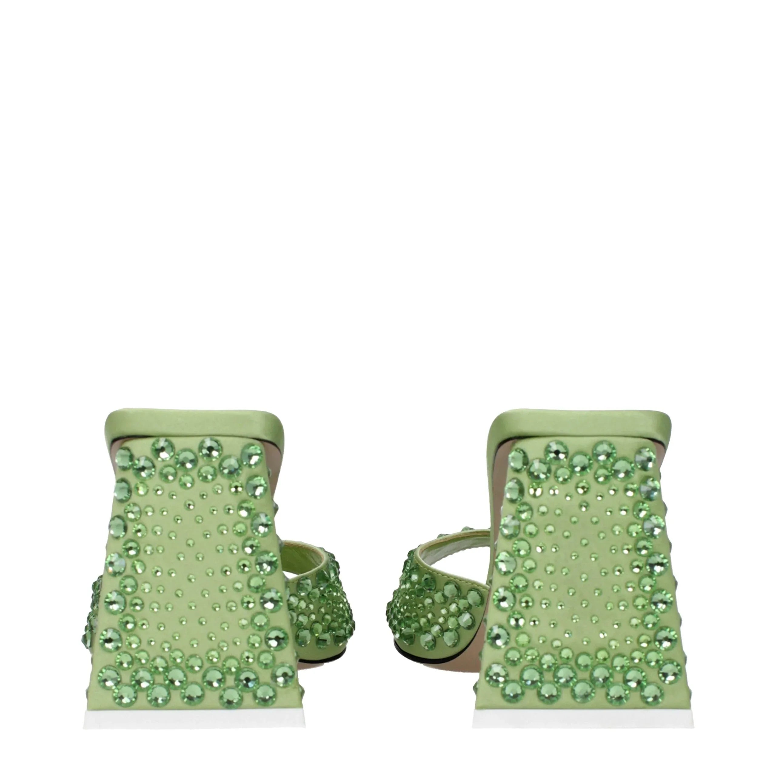 The Attico Green Satin Stiletto Heel Sandals - Zeiniez