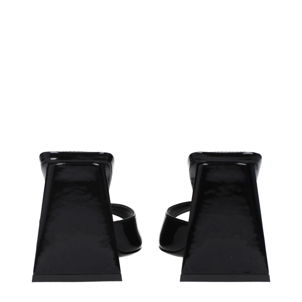 The Attico Black Leather Stiletto Heel Sandals - Zeiniez