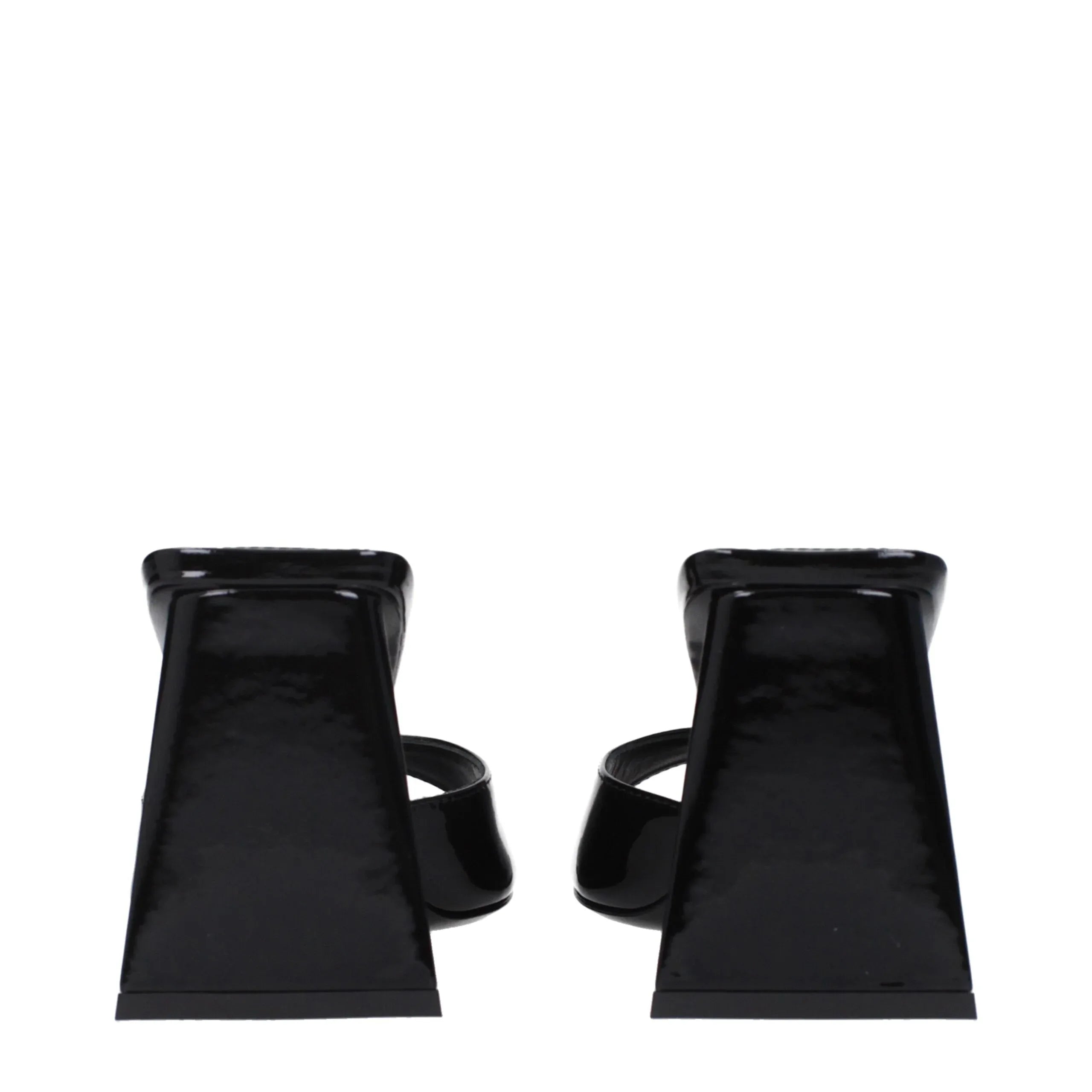 The Attico Black Leather Stiletto Heel Sandals - Zeiniez