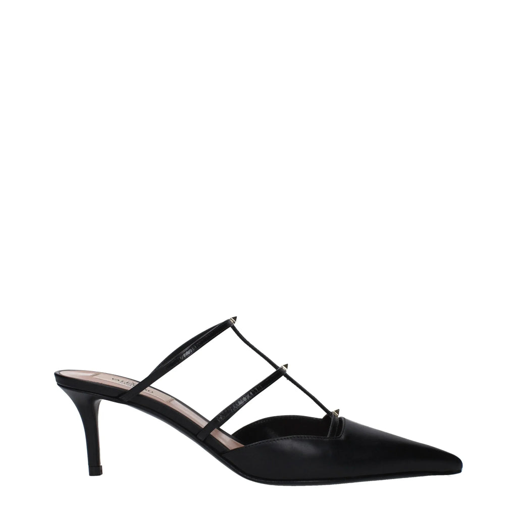 Valentino Garavani Black Leather Sandals - Zeiniez