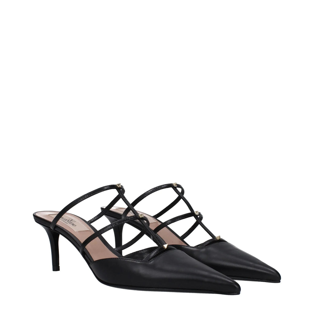 Valentino Garavani Black Leather Sandals - Zeiniez