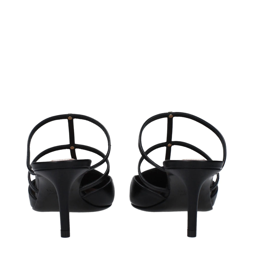 Valentino Garavani Black Leather Sandals - Zeiniez