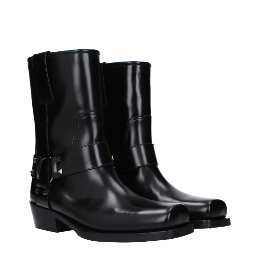 Valentino Garavani Black Leather Ankle Boots - Zeiniez