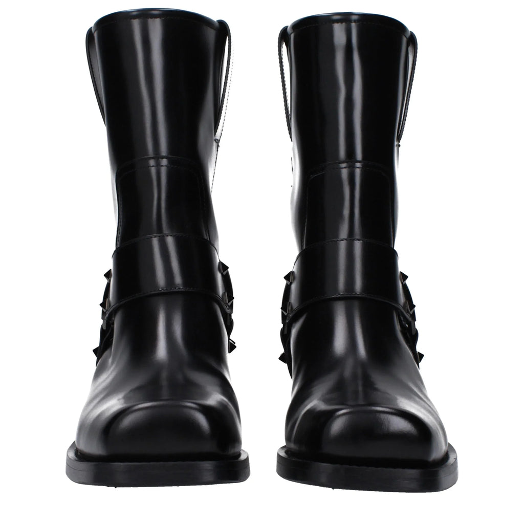 Valentino Garavani Black Leather Ankle Boots - Zeiniez