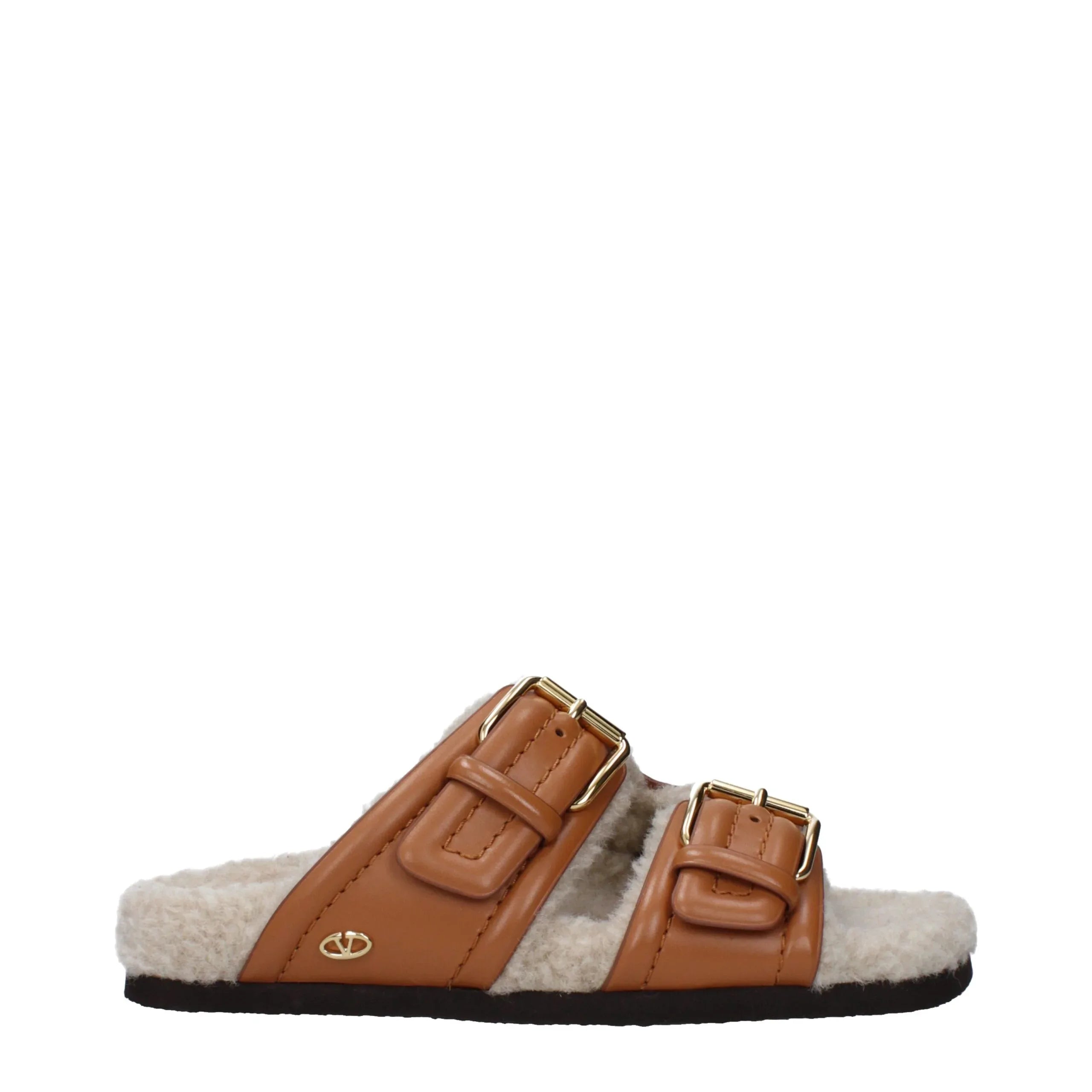 Valentino Garavani Brown Leather Slippers - Zeiniez