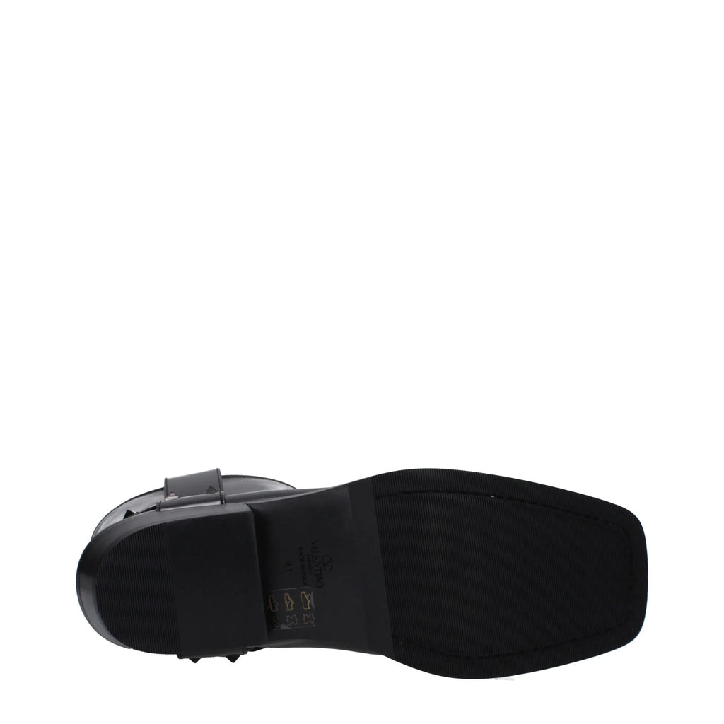 Valentino Garavani Black Leather Ankle Boots - Zeiniez