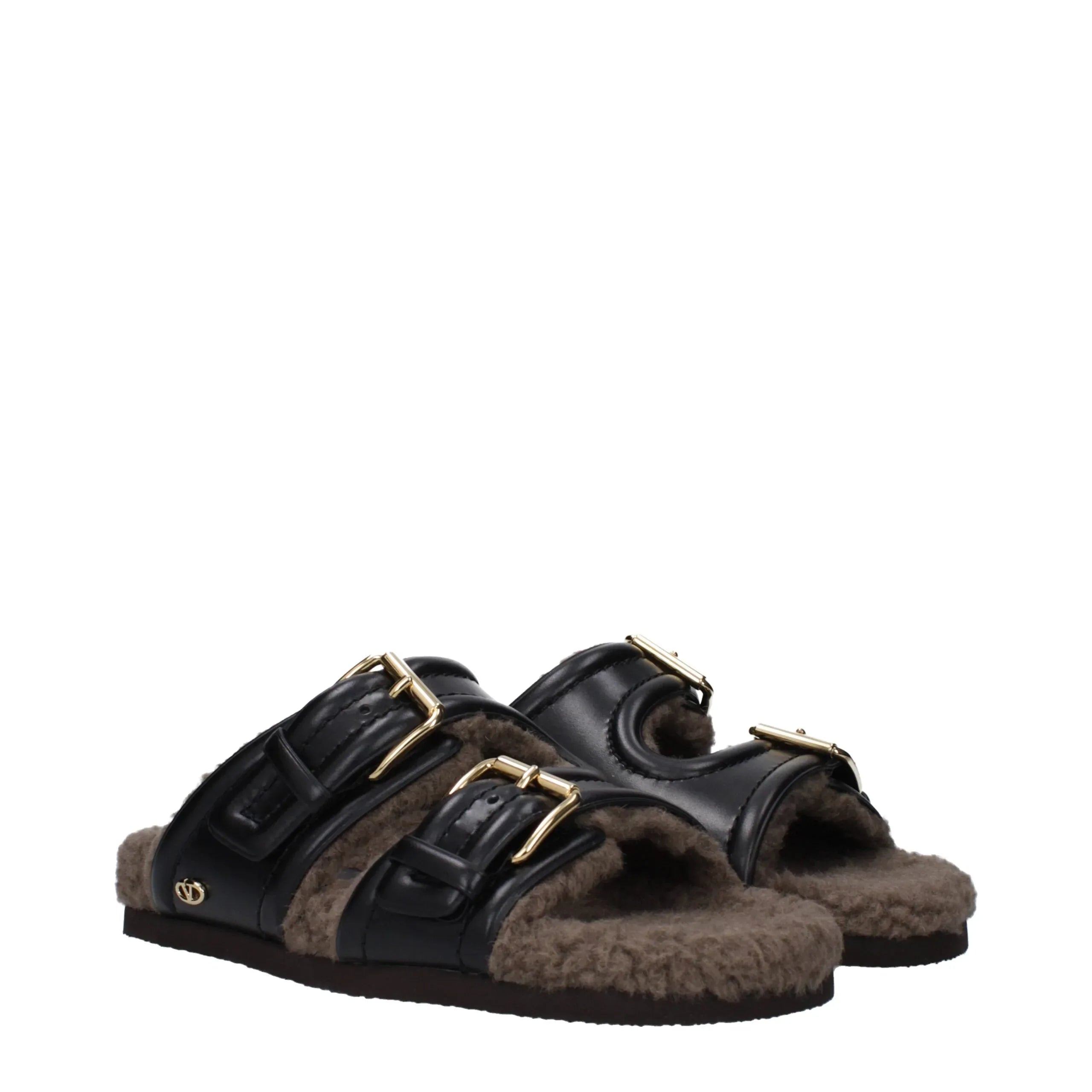 Valentino Garavani Black Leather Slippers - Zeiniez