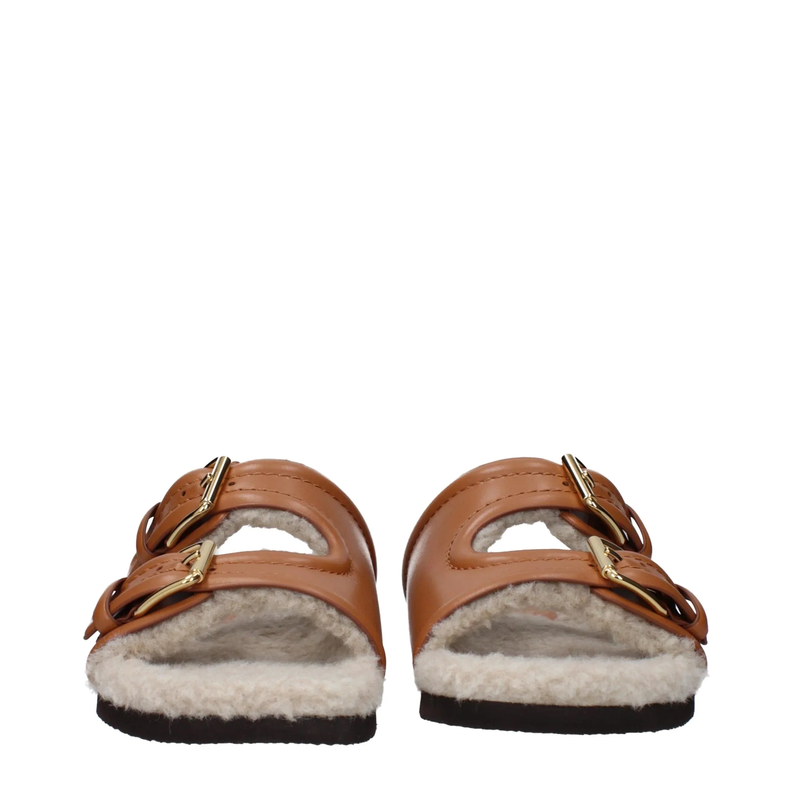 Valentino Garavani Brown Leather Slippers - Zeiniez