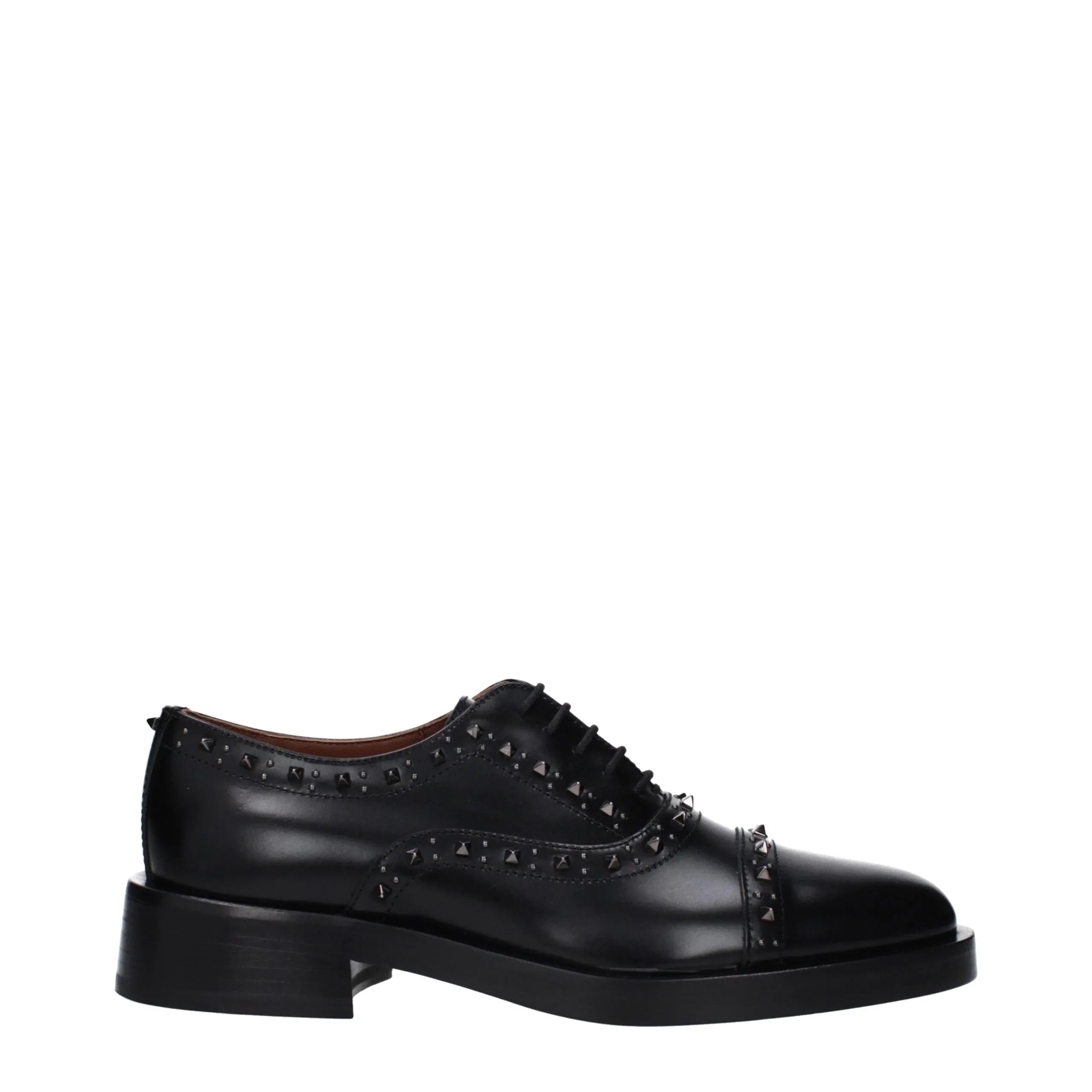 Valentino Garavani Black Leather Oxfords And Derbies - Zeiniez