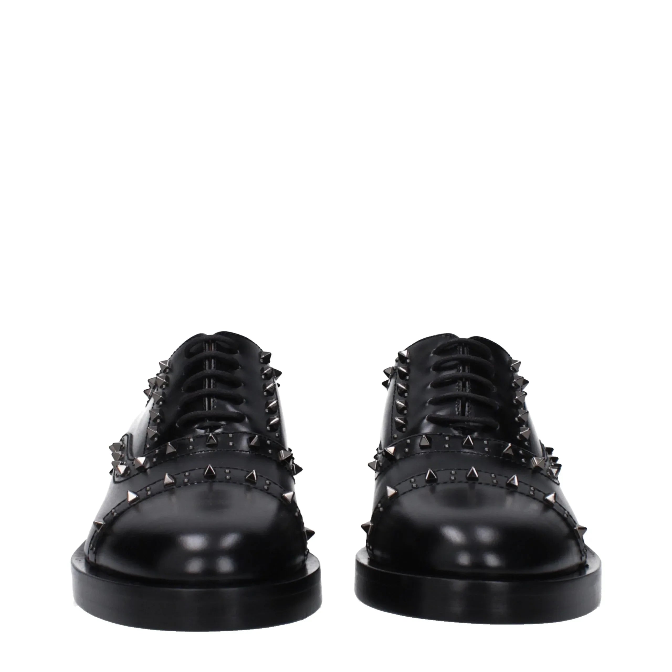 Valentino Garavani Black Leather Oxfords And Derbies - Zeiniez