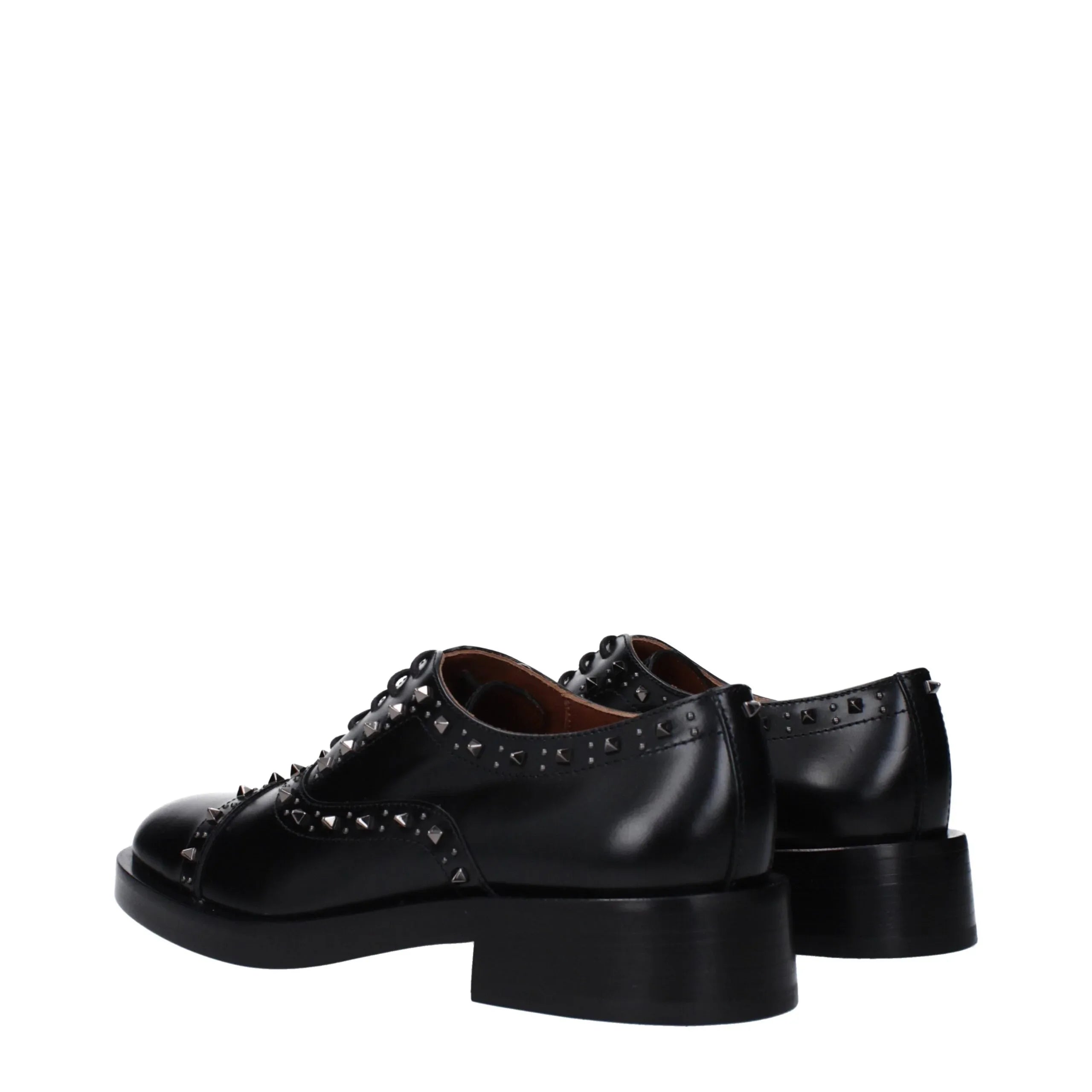 Valentino Garavani Black Leather Oxfords And Derbies - Zeiniez