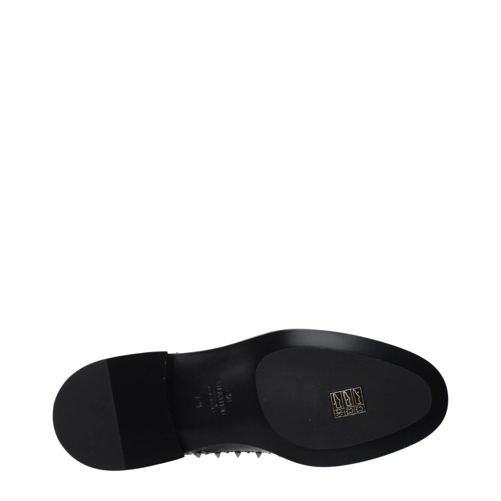 Valentino Garavani Black Leather Oxfords And Derbies - Zeiniez