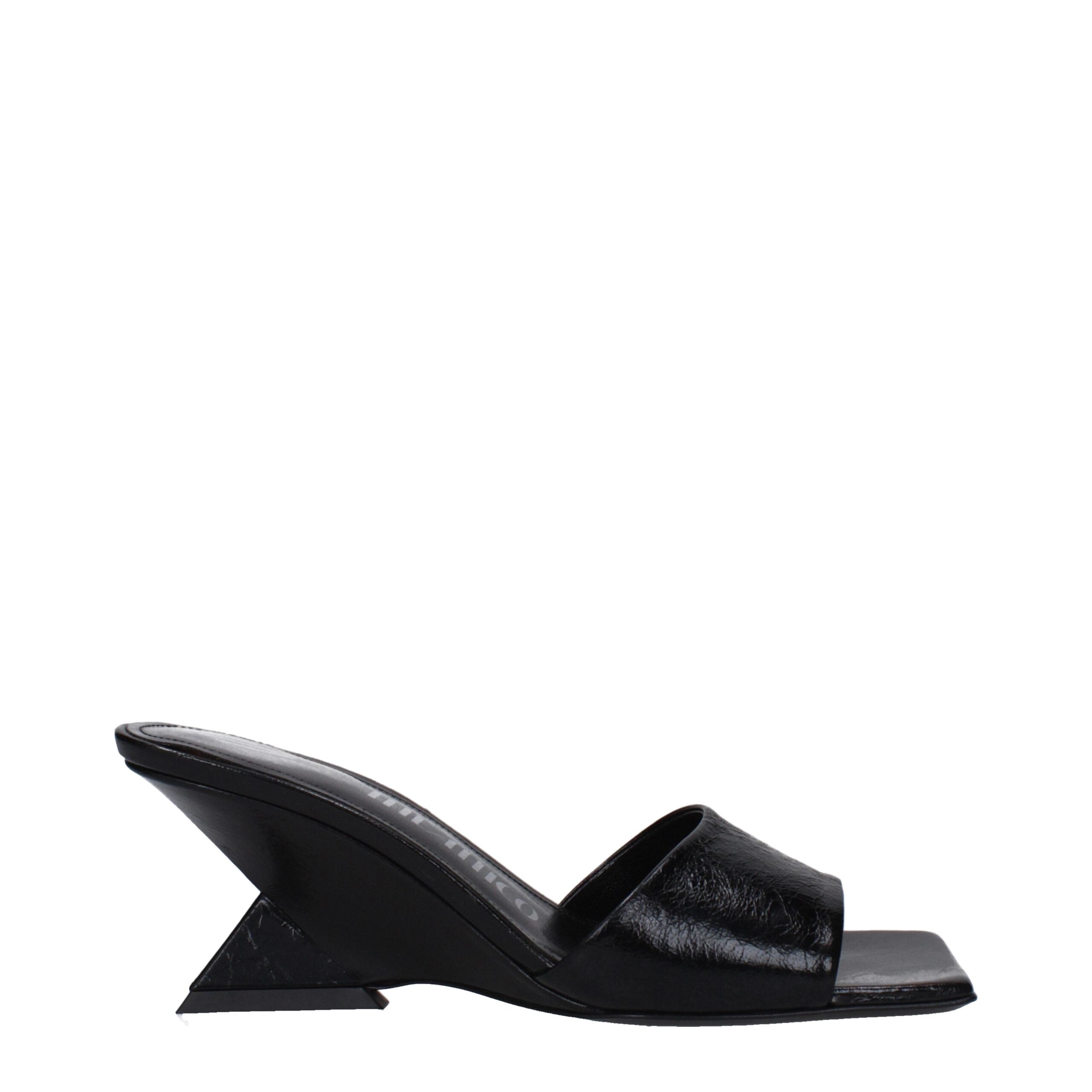 The Attico Black Leather Sandals